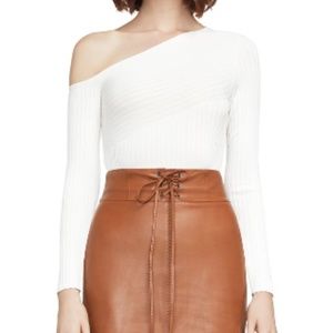 BCBGMAXAZRIA Aya One-Shoulder Sweater - Cream